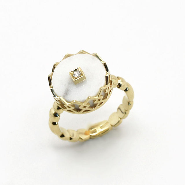 Anello Marmo Carrara Bianco